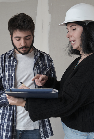 Two people with hard hat